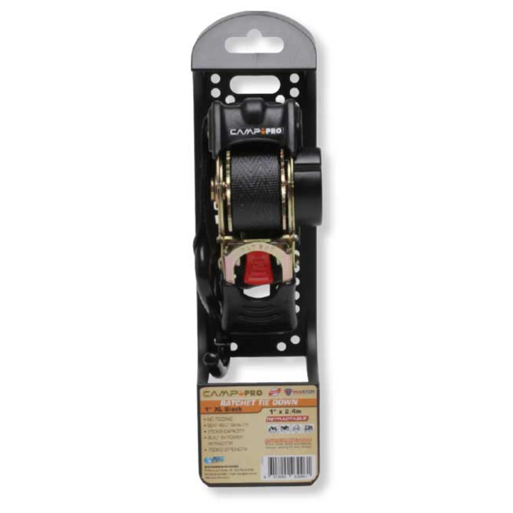 Camp Pro 1.8m Retractable Ratchet Tie Down Strap
