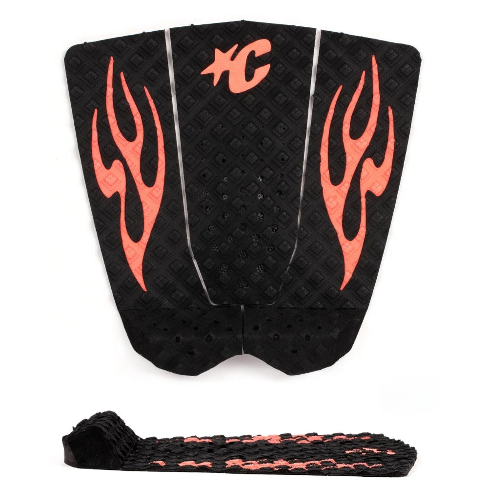 Creatures-Of-Leisure-Griffin-Colapinto-Lite-Ecopure-Surfboard-Traction-Black-Fluro-Red-Flames