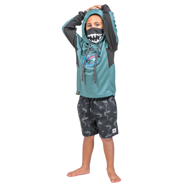 Desolve Fish Face Hoodie Kids Atlantic blue