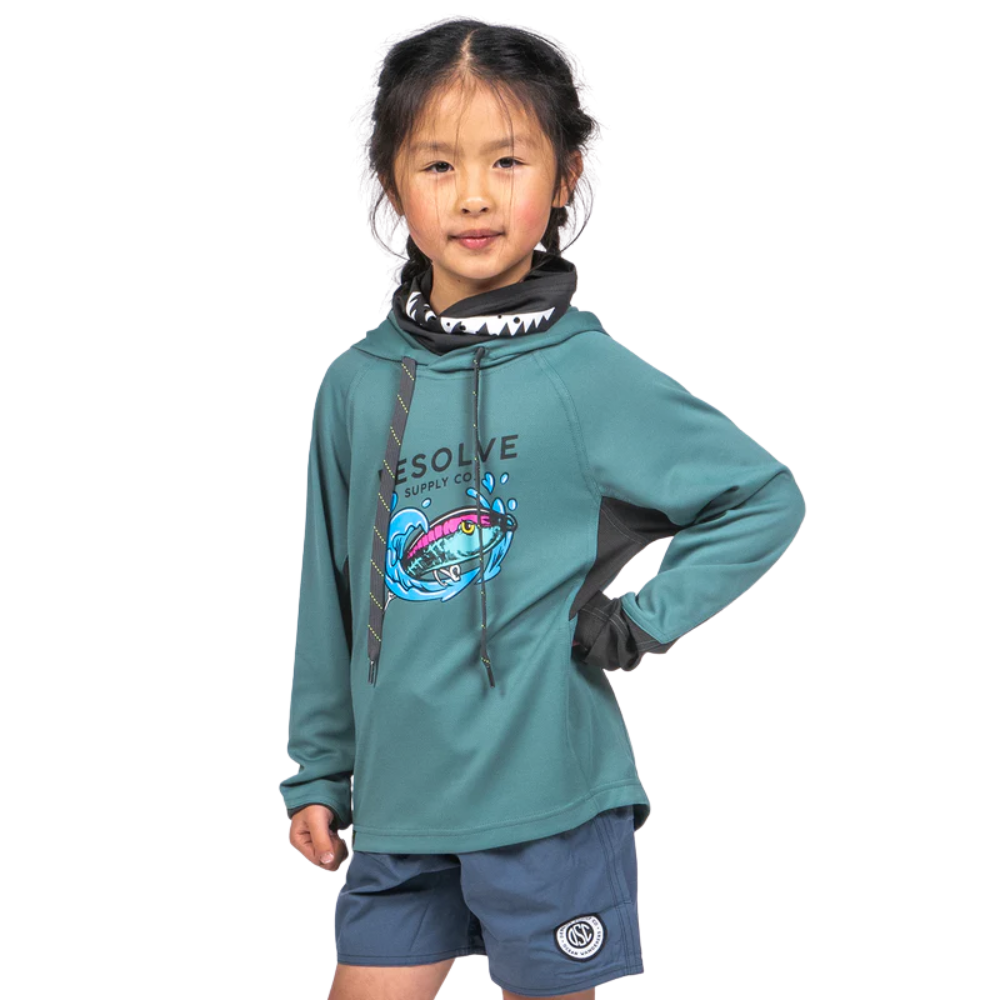 Desolve Fish Face Hoodie Kids Atlantic blue