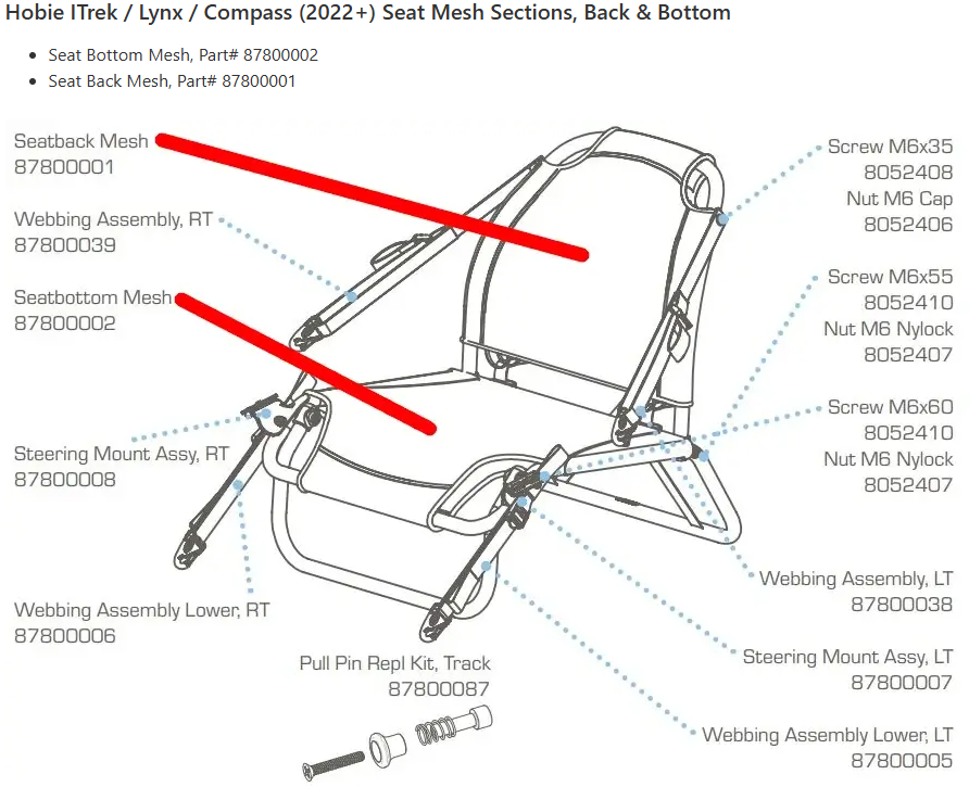 Hobie Replacement Mesh Seat Back