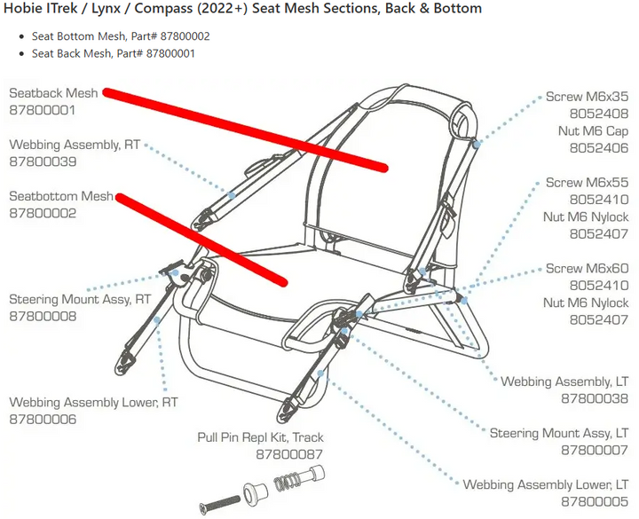 Hobie Replacement Mesh Seat Back