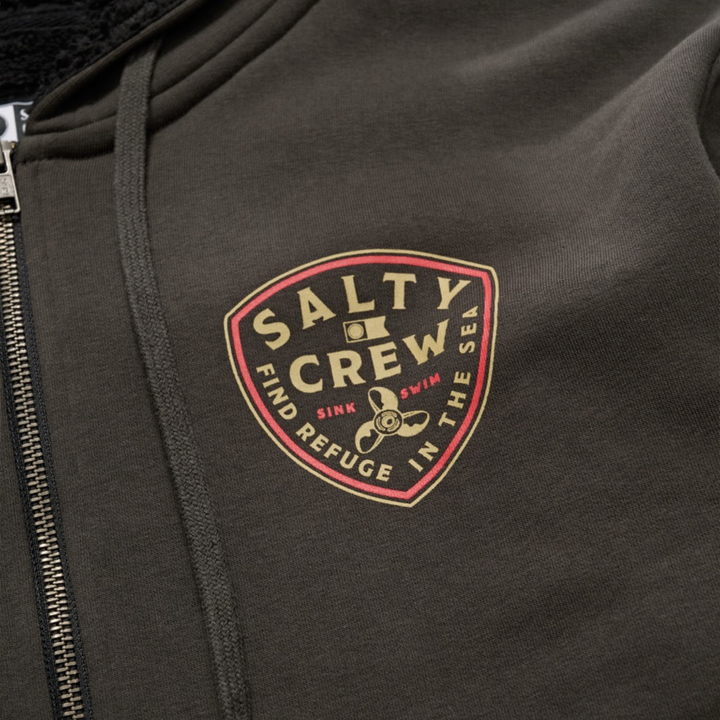 Salty Crew Rotor Fleece Lined Zip Thru Hoodie