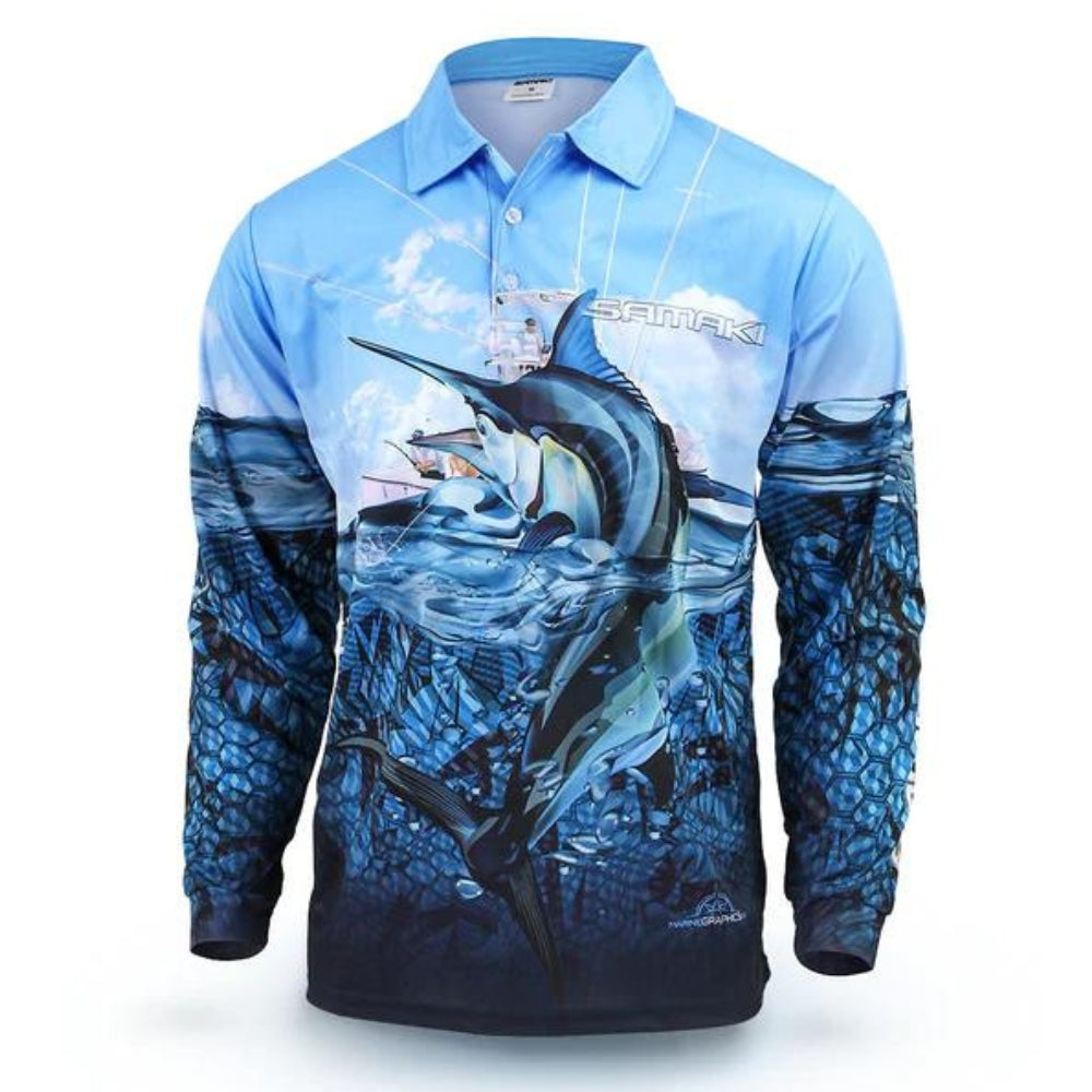 Samaki-Black-Marlin-Kids-Long-Sleeve-Shirt