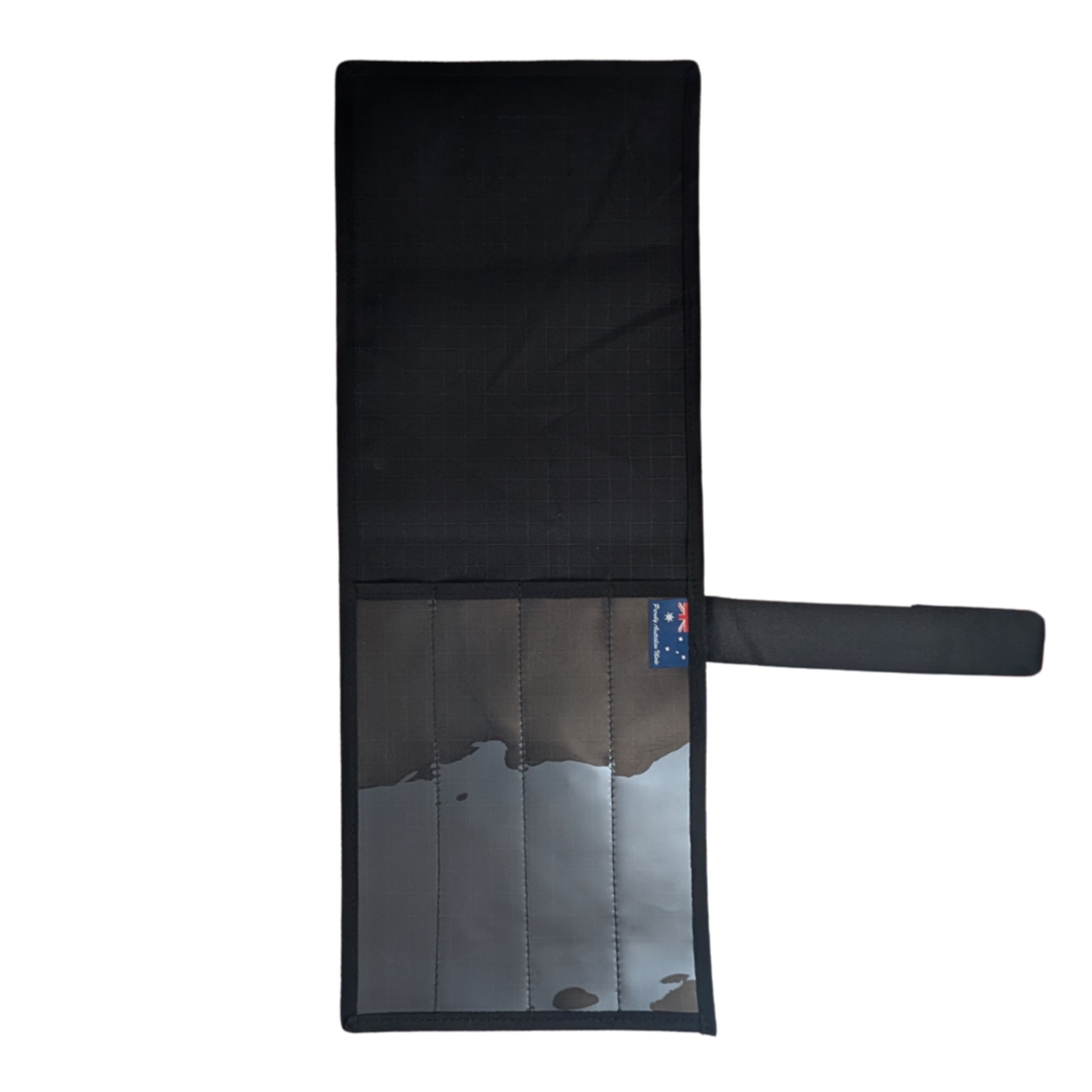 Sicut Australian Made Rip Stop Black Canvas Knife, Tool & Utensil Wrap