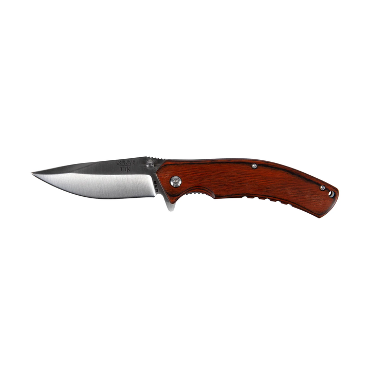 Tassie Tiger USA Made Wood Handle EDC Folder with Pocket Clip