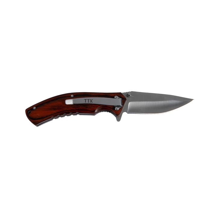 Tassie Tiger USA Made Wood Handle EDC Folder with Pocket Clip