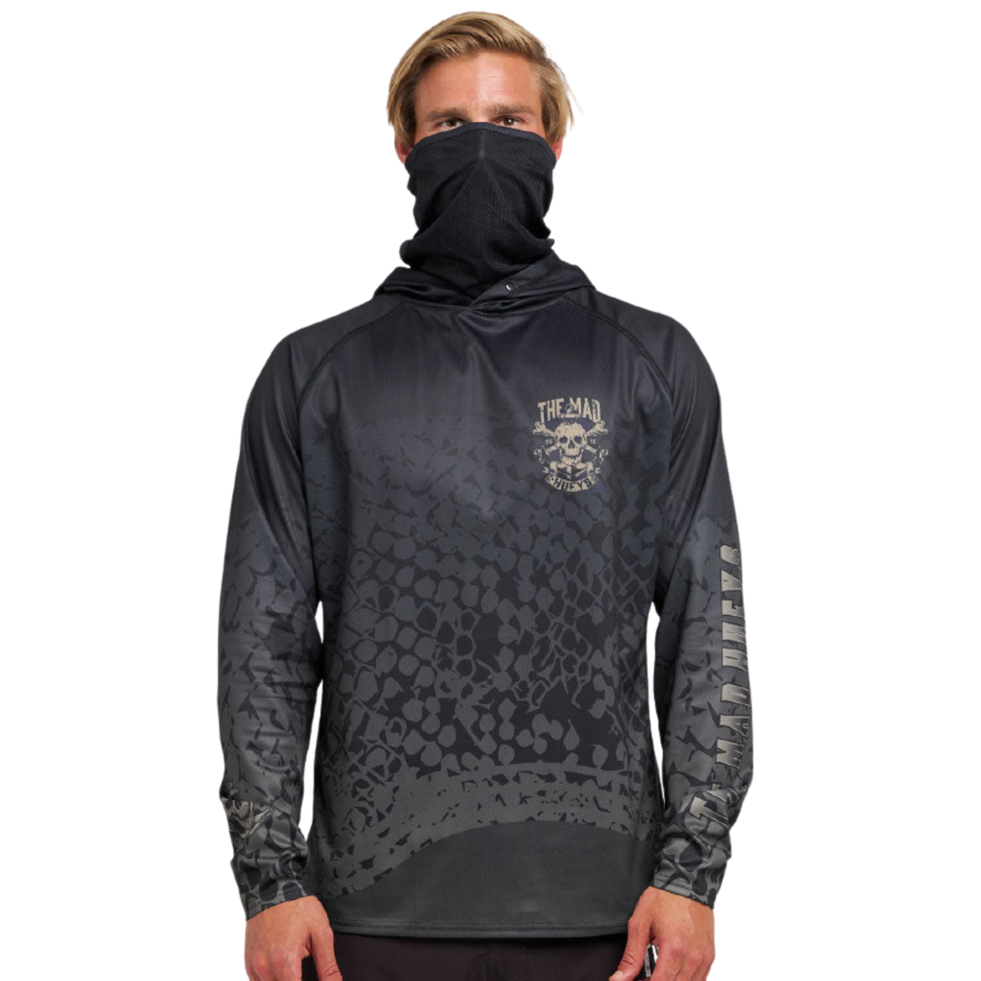 The Mad Hueys  Anchor Skull UPF 50+ Hooded Masked Fishing Jersey