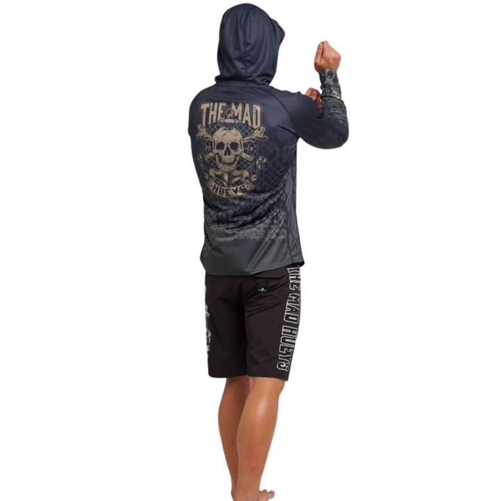 The Mad Hueys  Anchor Skull UPF 50+ Hooded Masked Fishing Jersey