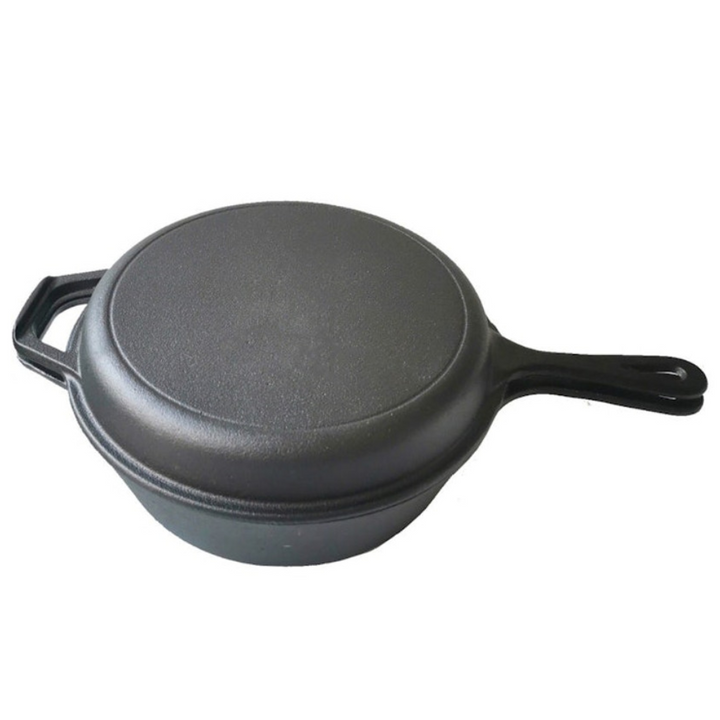 WildTrak 3.2 Quart Pre Seasoned Cast Iron 2 In 1 Combo Cooker