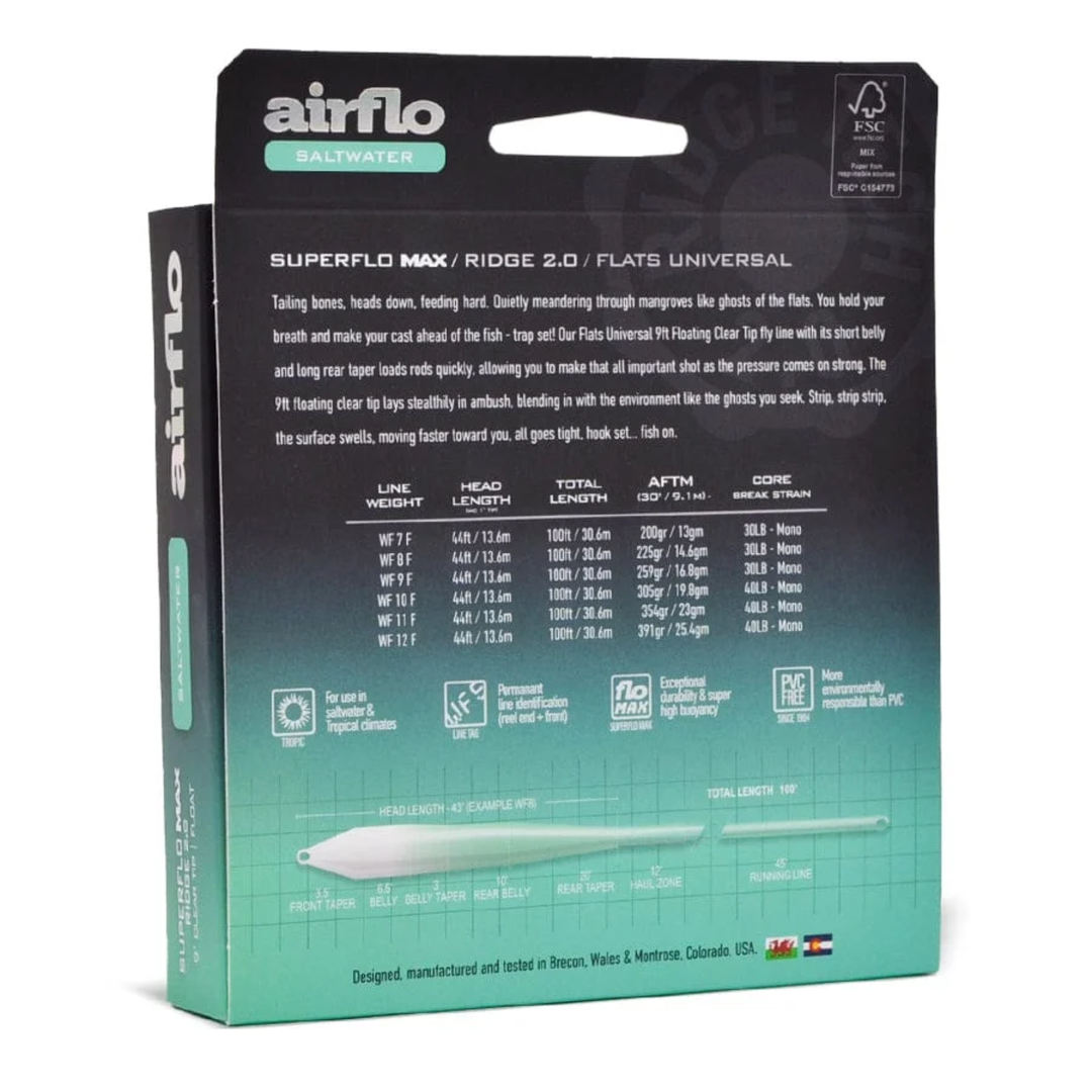 Airflo Superflo MAX Ridge 2.0 Flats Universal Clear Tip Fly Line