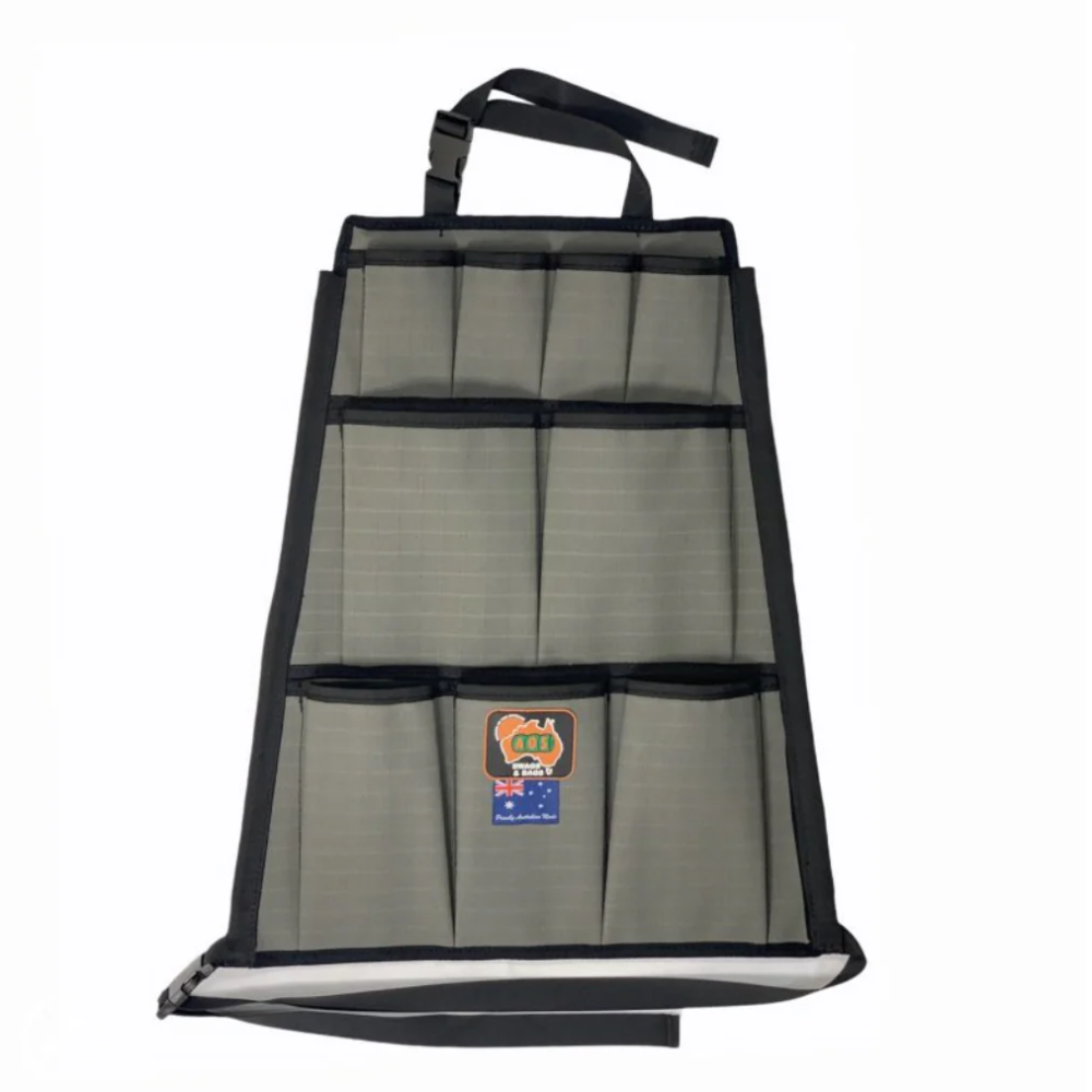 AOS Car Seat Organiser 12 Pocket Grey Canvas