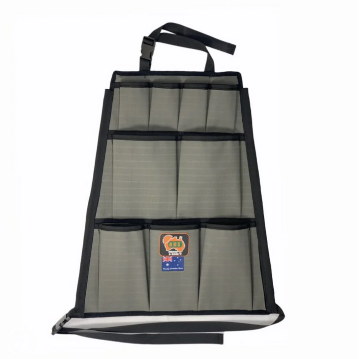AOS Car Seat Organiser 12 Pocket Grey Canvas