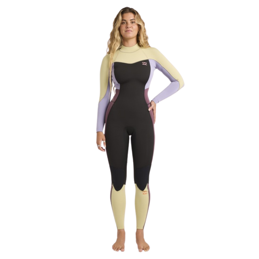 Billabong Womens 3/2mm Synergy Back Zip Flatlock Steamer Wetsuit