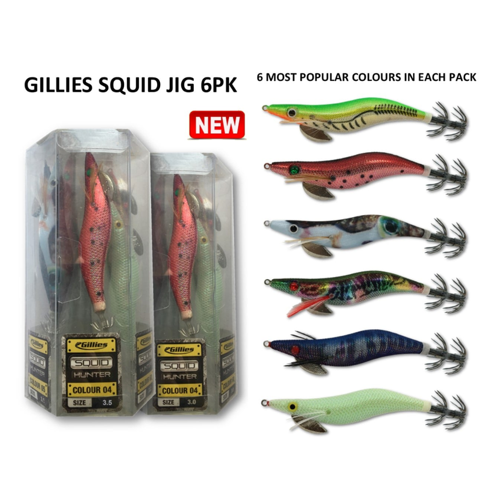 Gillies Squid Hunter Squid Jigs 6 Pack