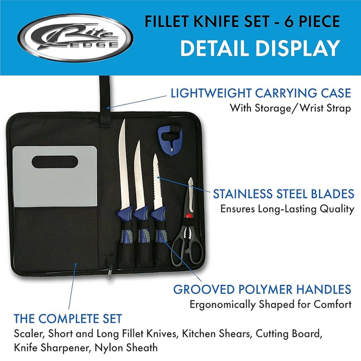 Rite Edge 6 piece Fillet Knife Set with Carry Case