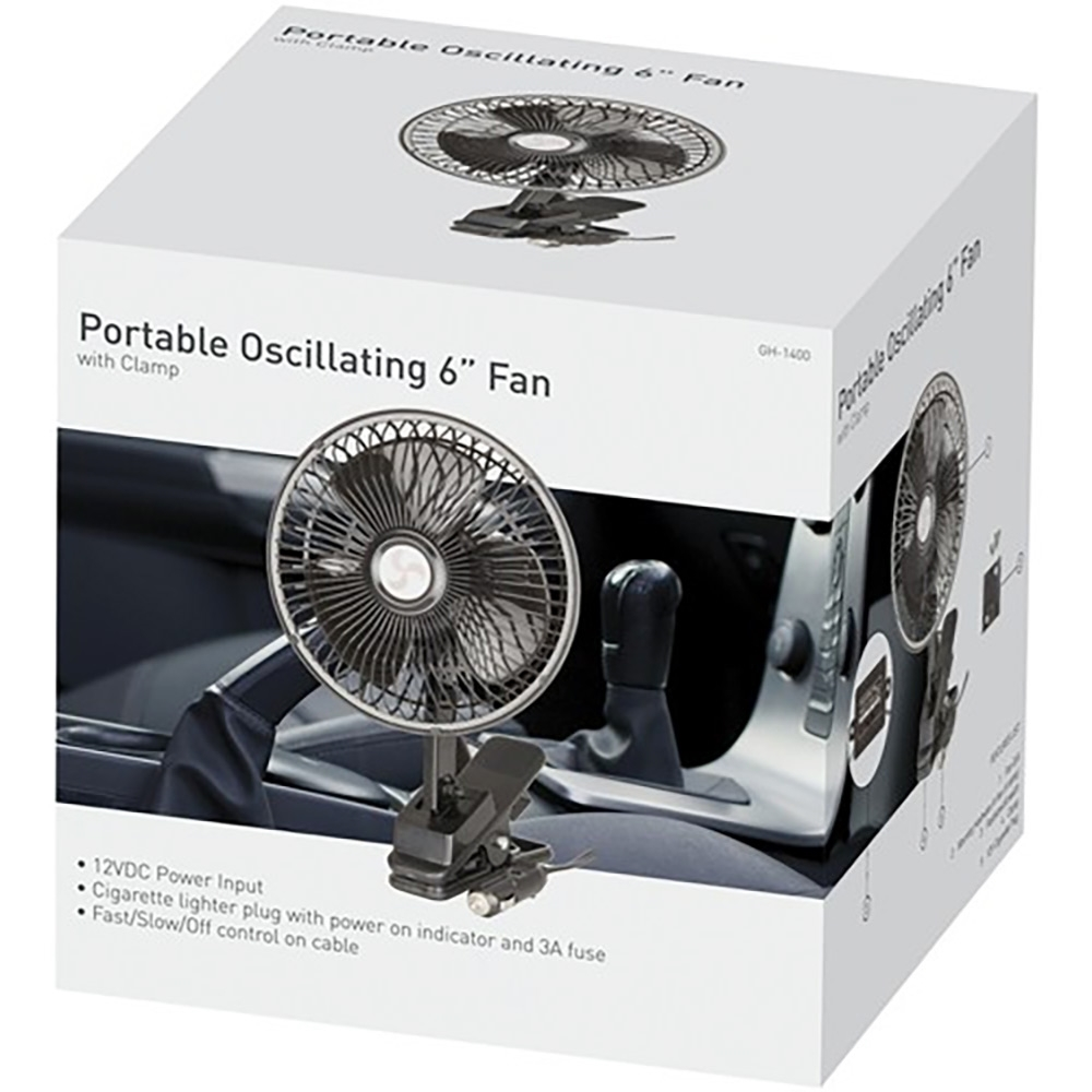Rovin 6" 12v Oscillating Fan With Clamp