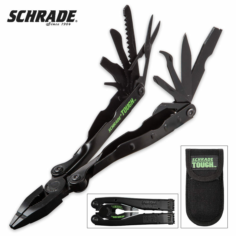 Schrade Tough Tools Multi-Tool Black Finish 4.8 Closed w/ Nylon Sheath