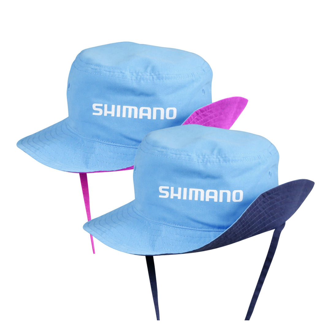 Shimano Kids Bucket Hat Reversible Pink Cyan